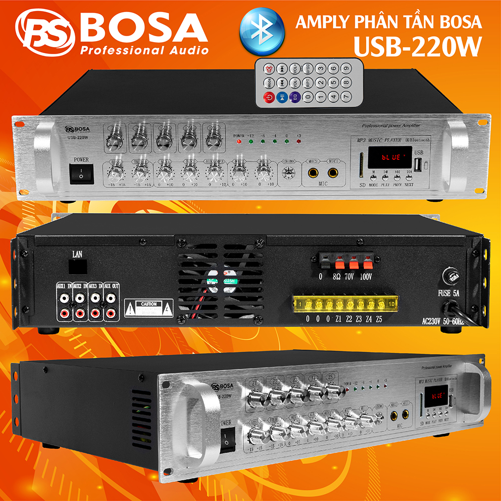 Amply phân vùng Bosa USB 220W