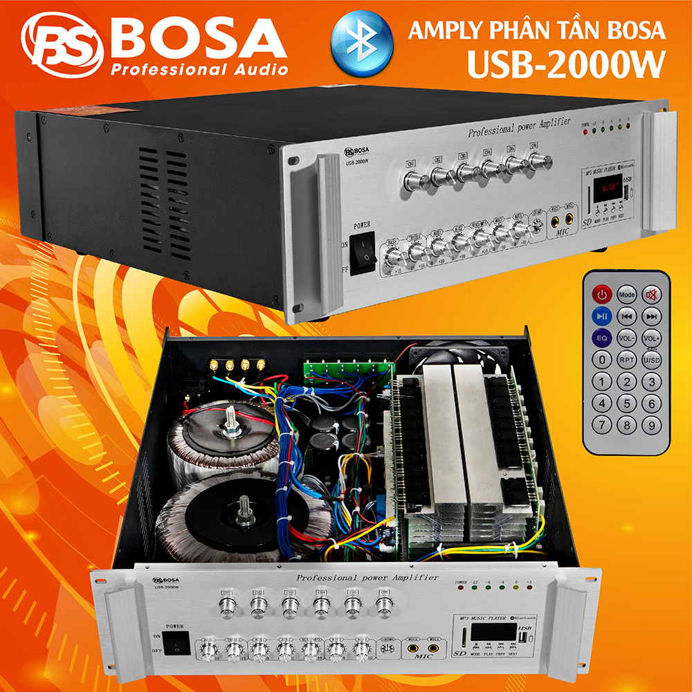 Amply phân vùng Bosa USB 2000W