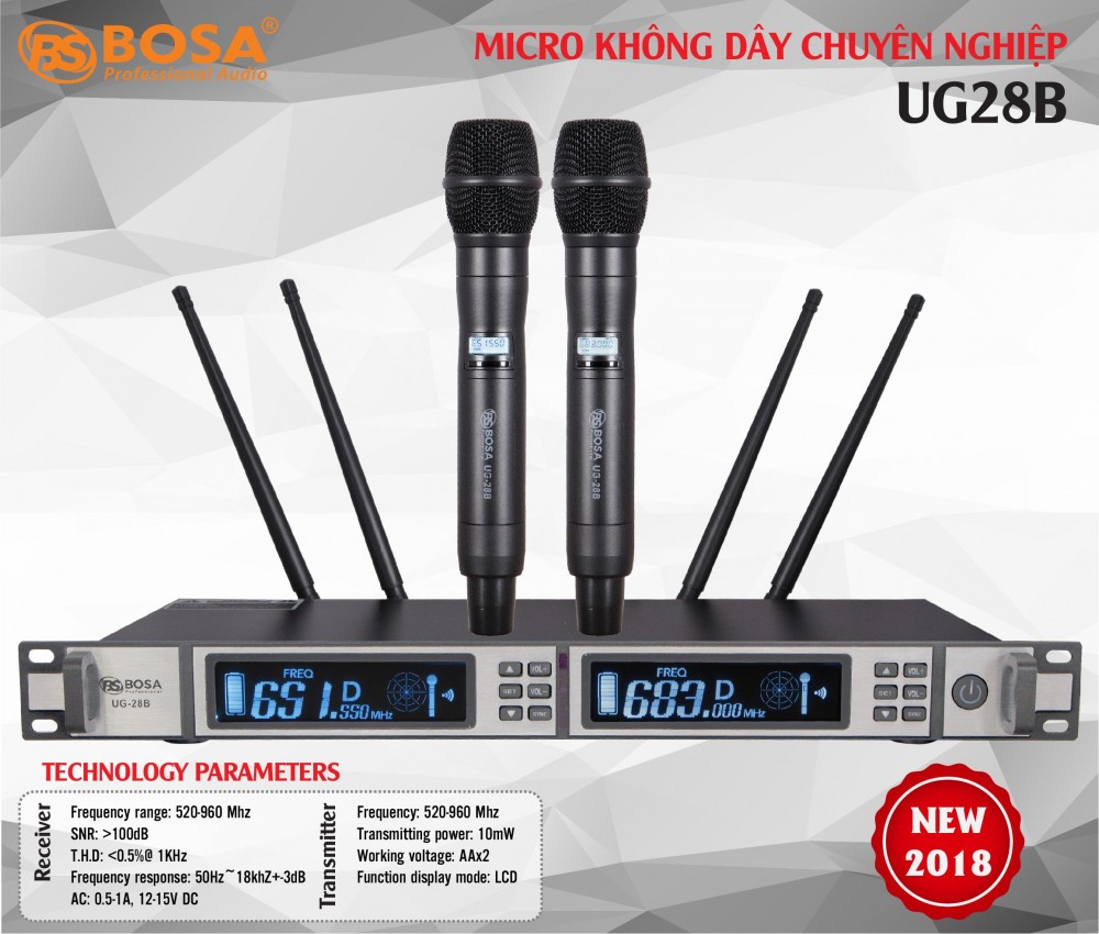 Micro karaoke 4 sóng Bosa UG28B