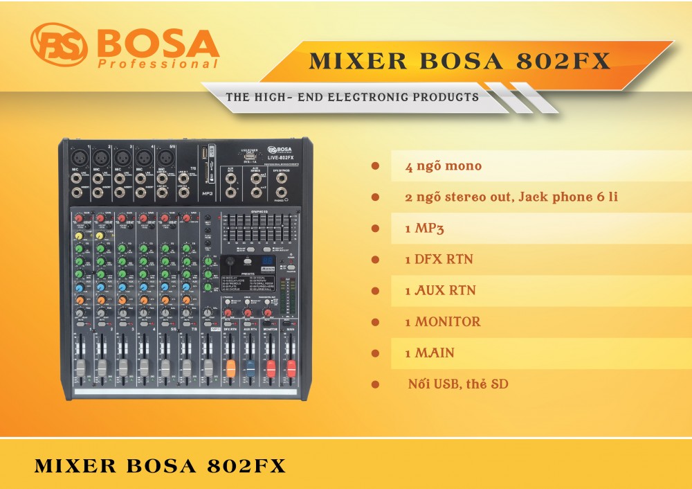 Mixer Bosa 802FX - Chính Hãng Bosa