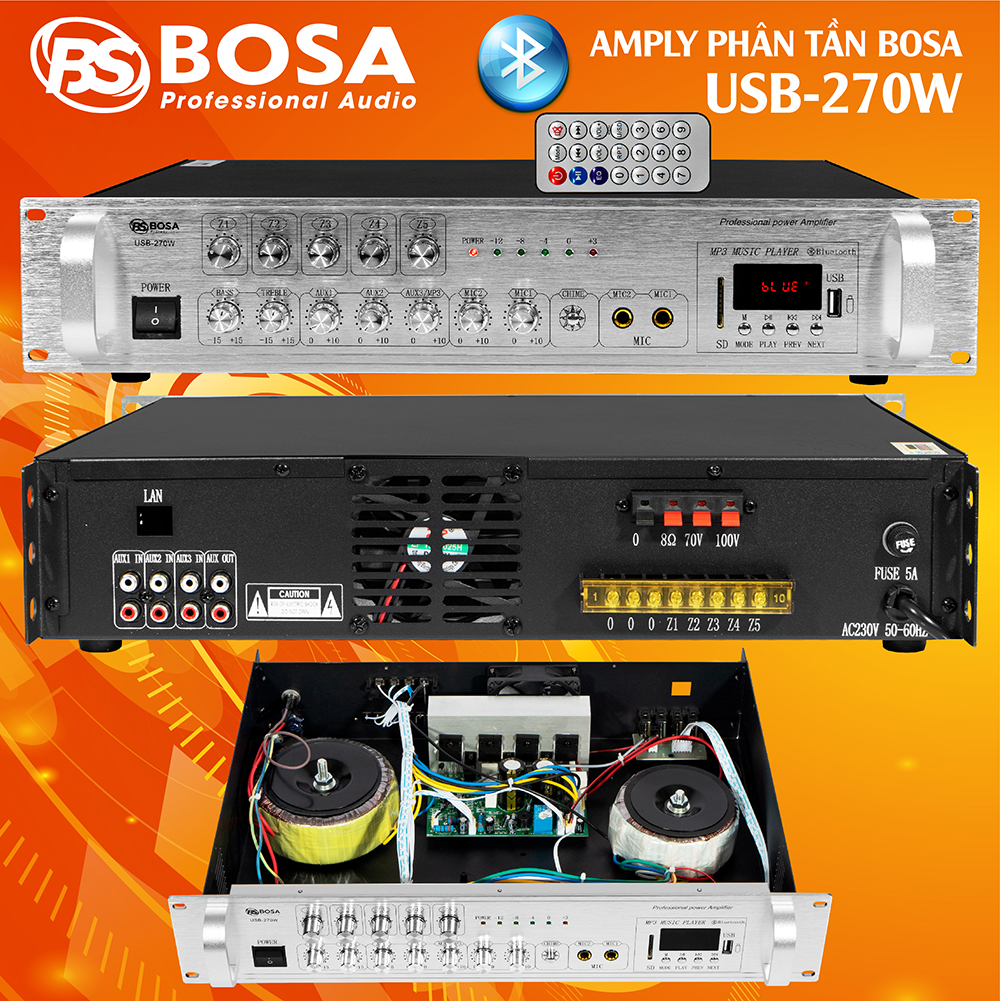 Amply phân vùng Bosa USB 270W