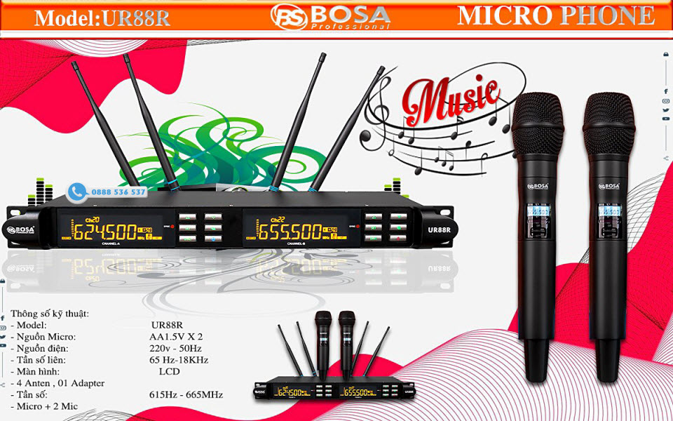 Micro không dây karaoke Bosa UR88R