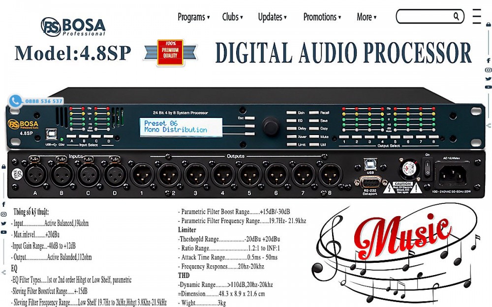 BỘ XỬ LÝ ÂM THANH KỸ THUẬT SỐ BOSA 4.8SP