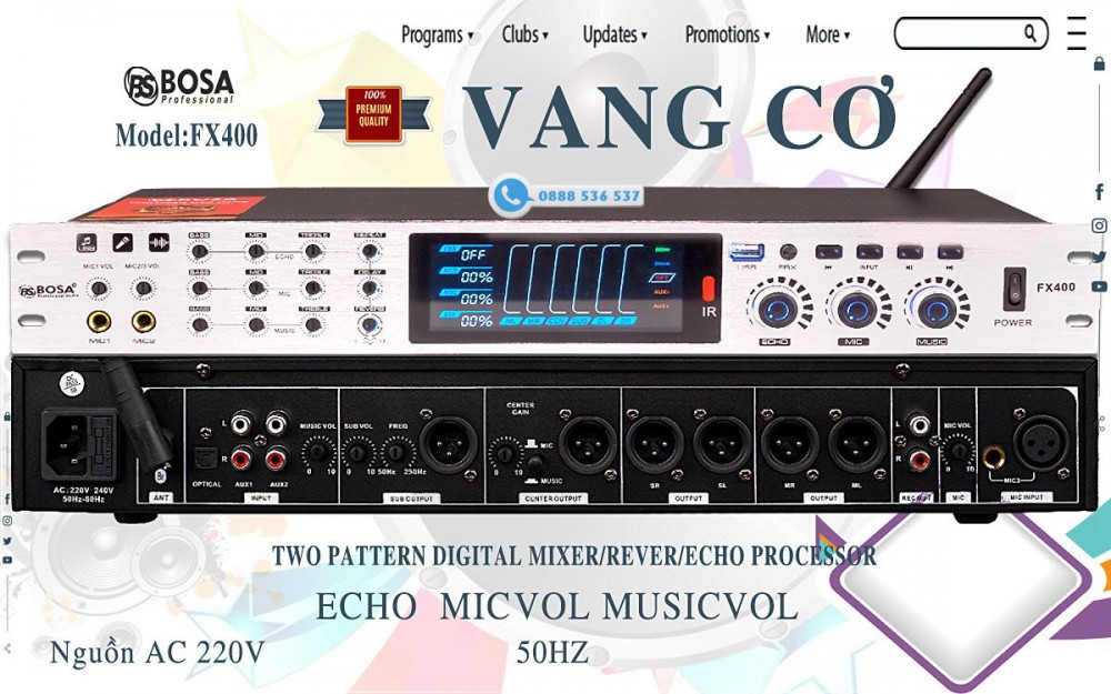 Vang cơ Karaoke Bosa FX400 (trắng)