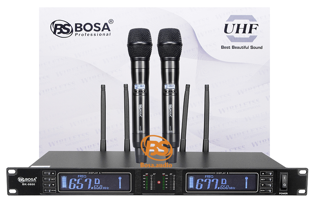 Micro không dây BOSA BK9800 - 4 Sóng Đen