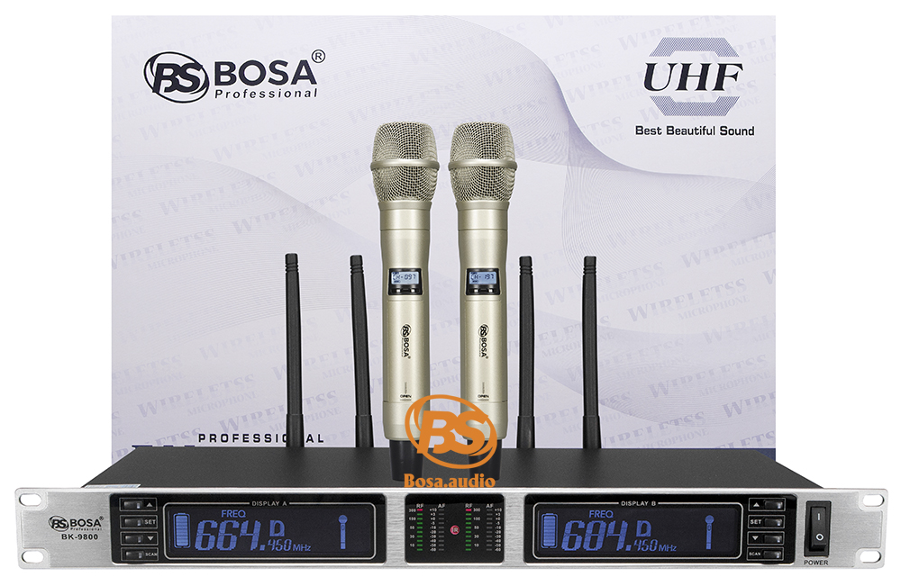  Micro không dây BOSA BK9800 - 4 Sóng Vàng